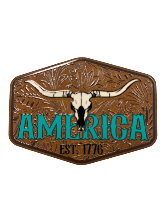 America Longhorn Leatherette Patch
