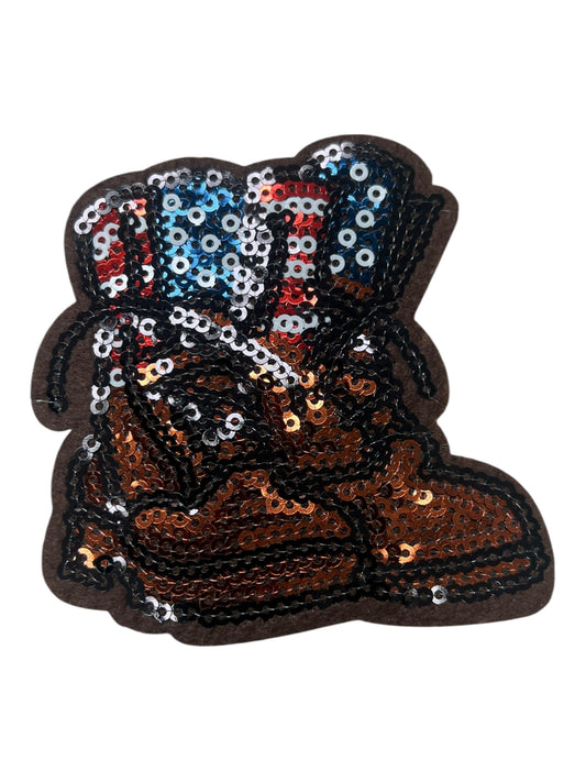 Sequin boots with red white and blue