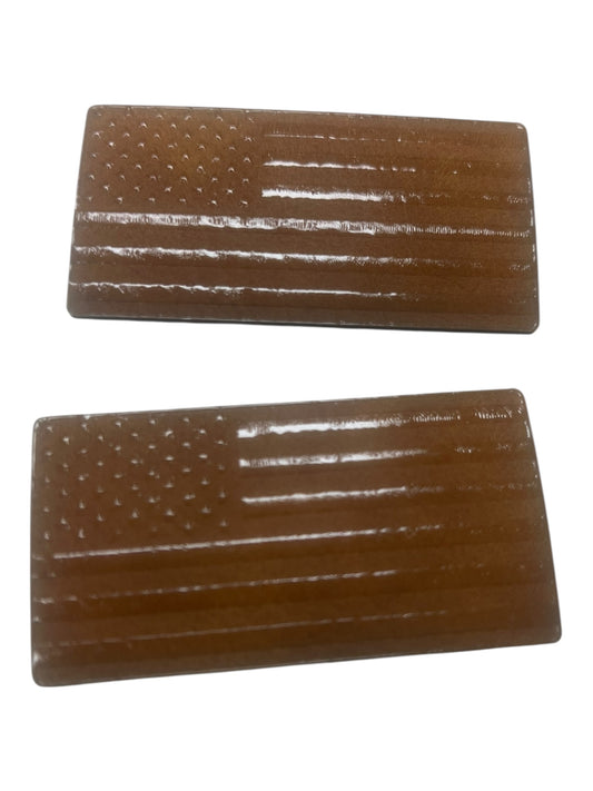 Leatherette natural color US flag 2 pc set