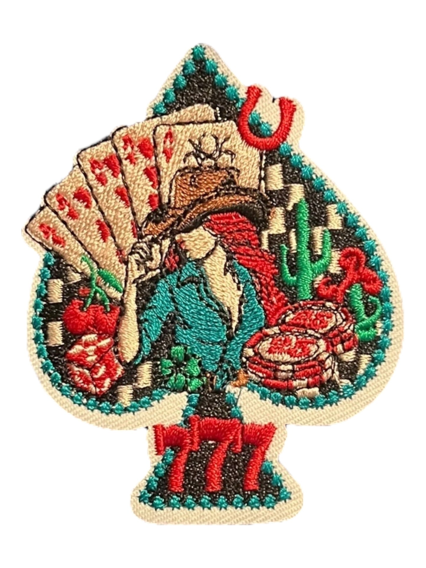 777 spade  with cowgirl and cards
