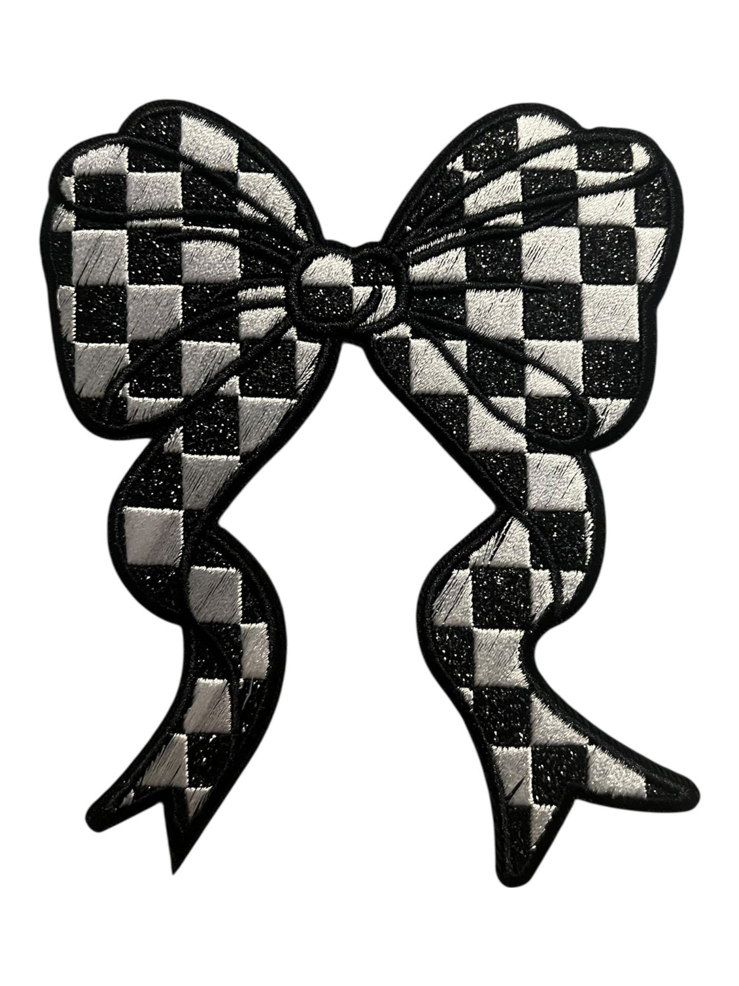 Checkered Glitter Bow Knot