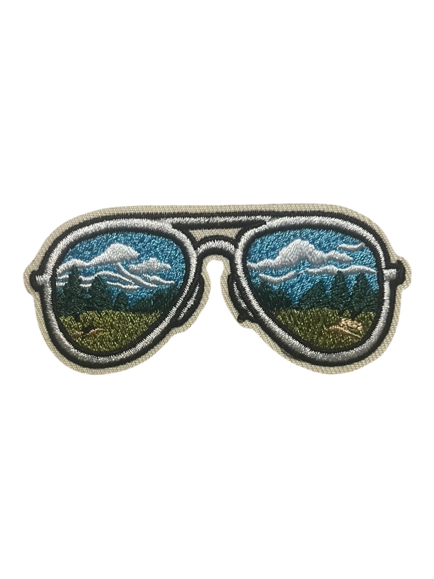 Aviator glasses with mountain scene