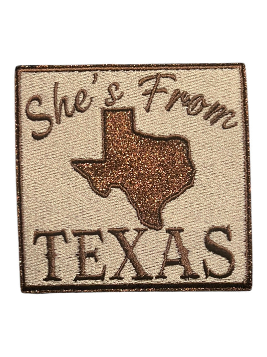 She's from Texas Hat Patch — Brown Glitter