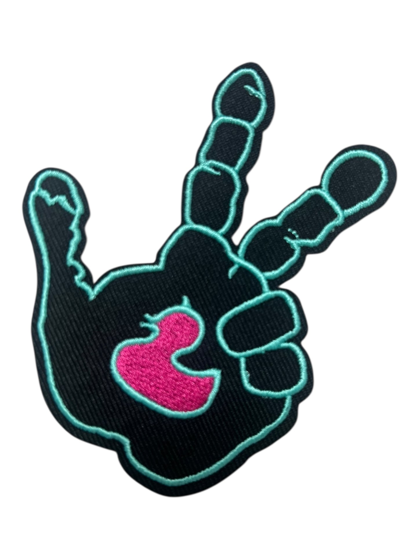 Ducky Peace sign black turquoise pink