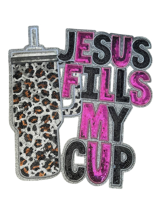 Jesus fills my cup apparel size patch