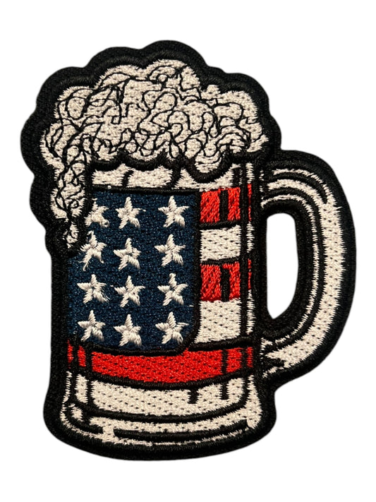 Red white blue beer mug