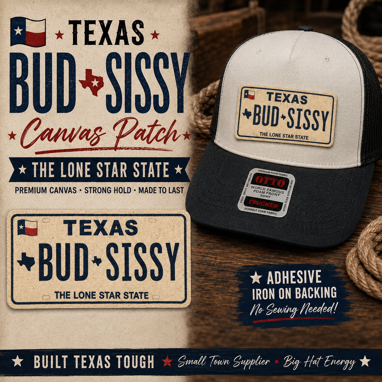 Texas bud*sissy the lone star state canvas license plate