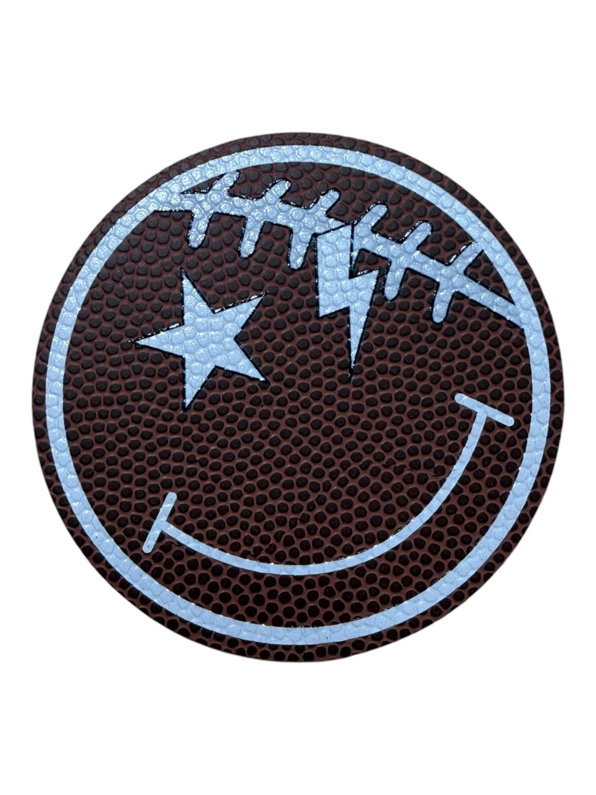 Smiley face Football  Iron on patch football skin leatherette