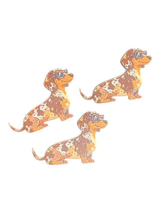 Set of 3 leatherette weenie dogs (accent)