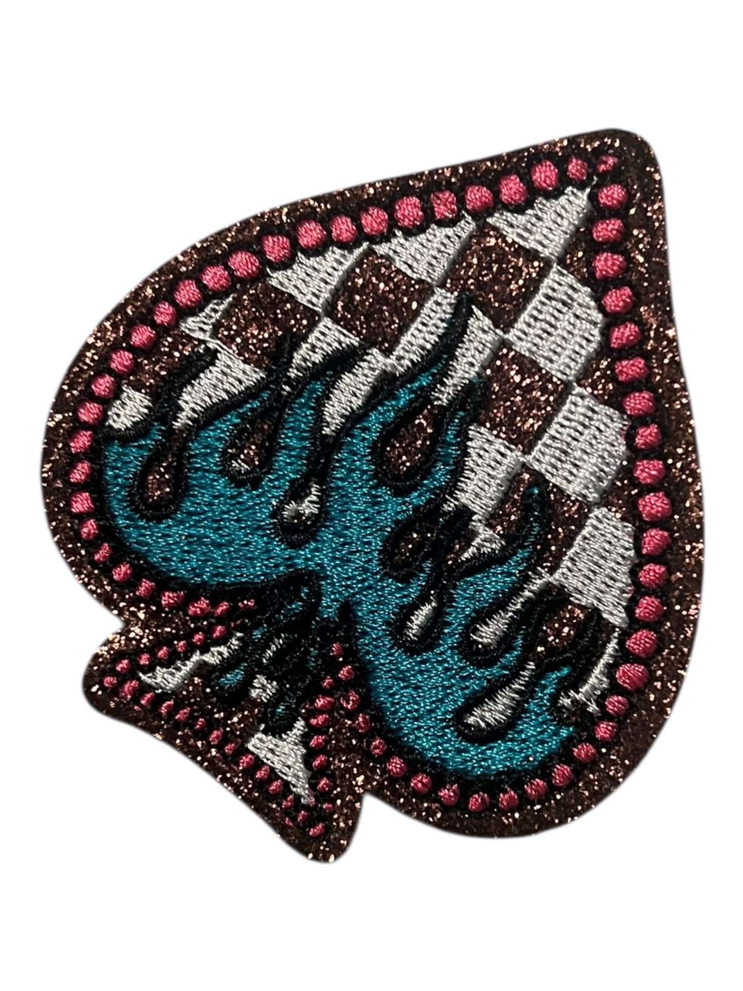 Spade with turquoise flames
