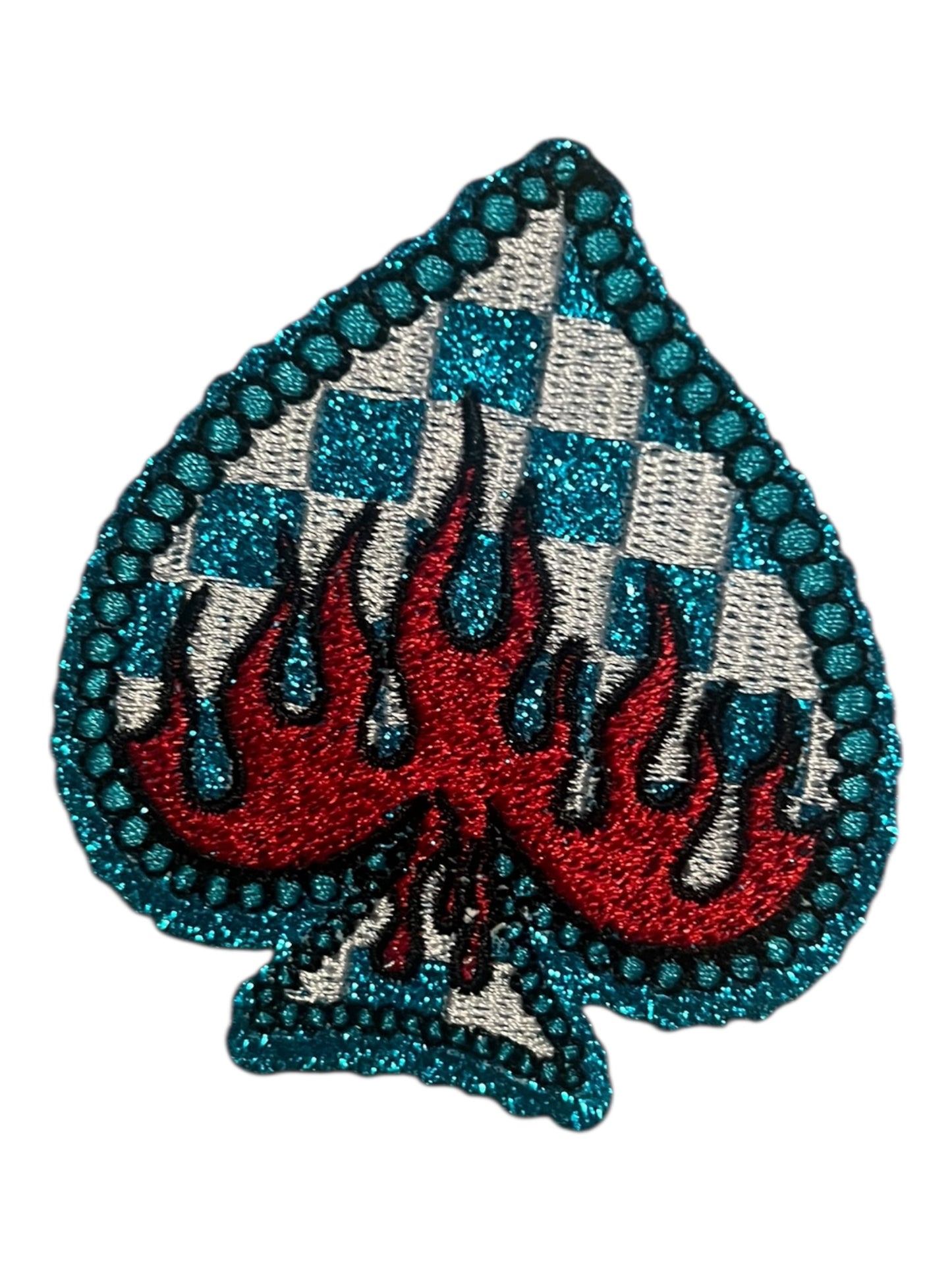 Spade with red flames
