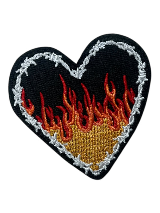 Orange flaming barbed wire heart