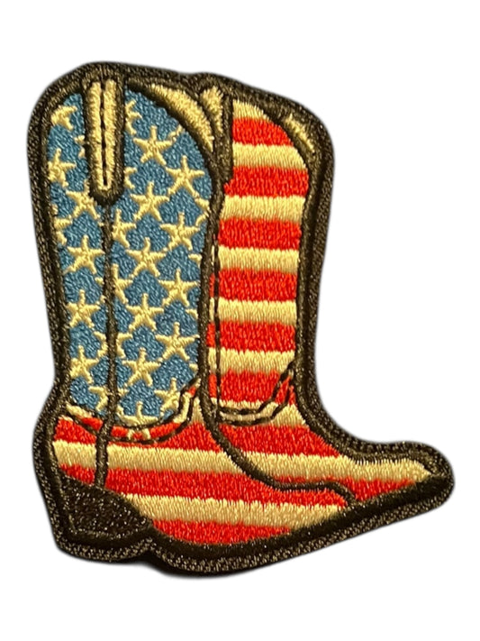 Red white blue boots