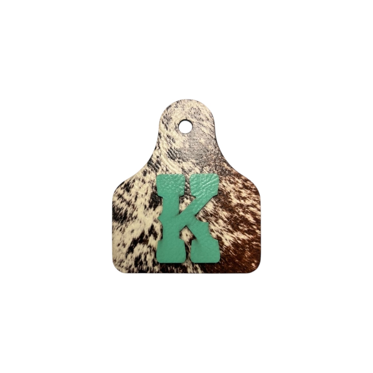 Red Cow Print Cow Tag Leatherette Patch w/ Initial  iron on Patch