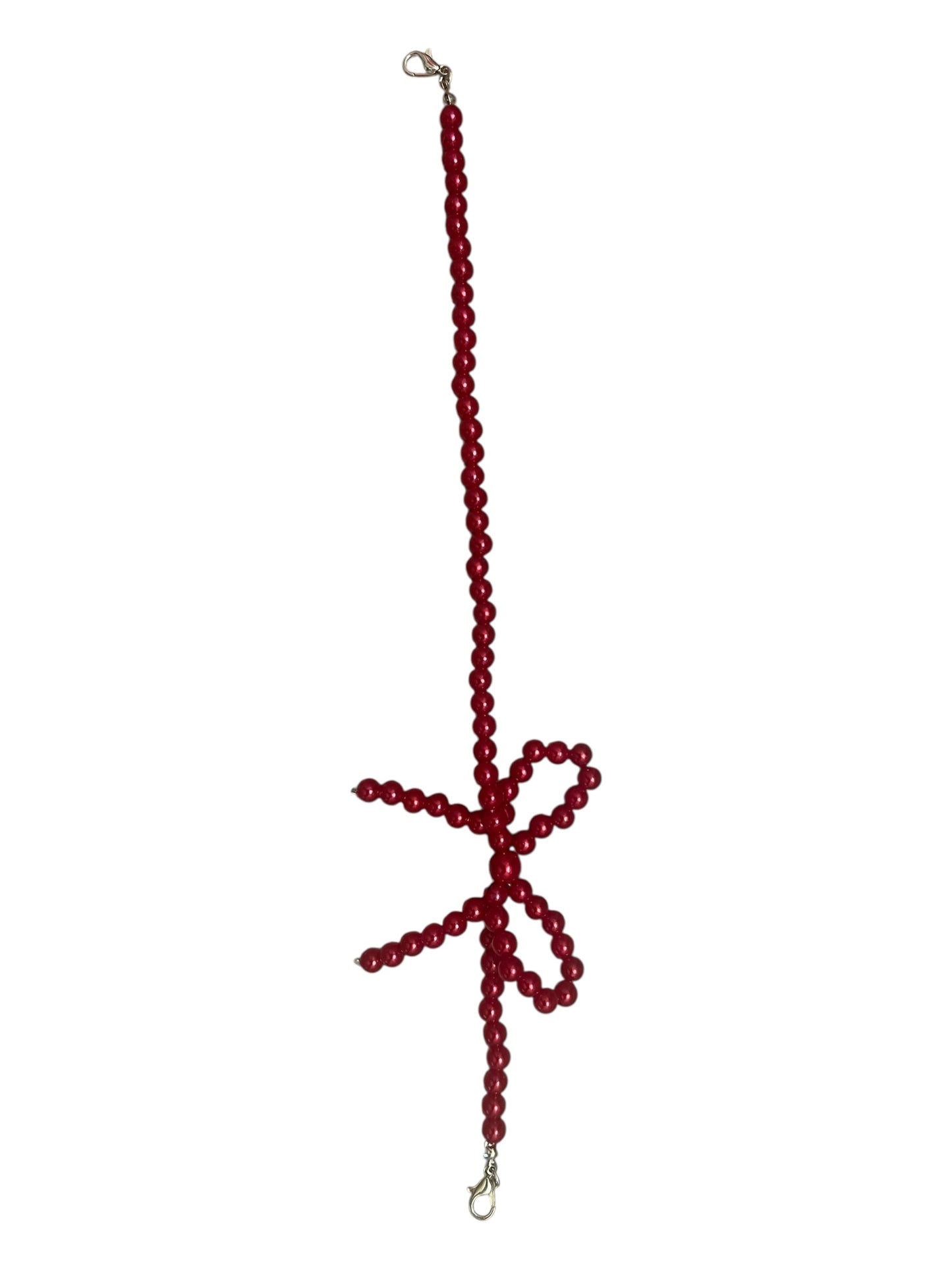 Bow  pearl Hat Chain Strawberry Red