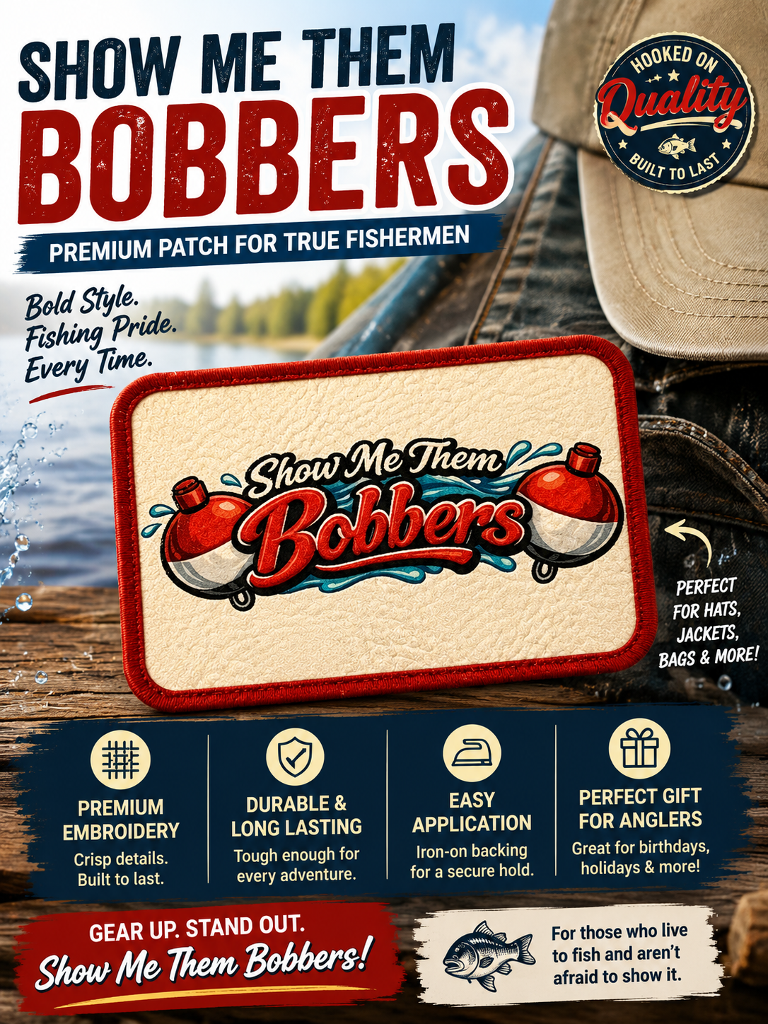 Show me them bobbers leatherette patch