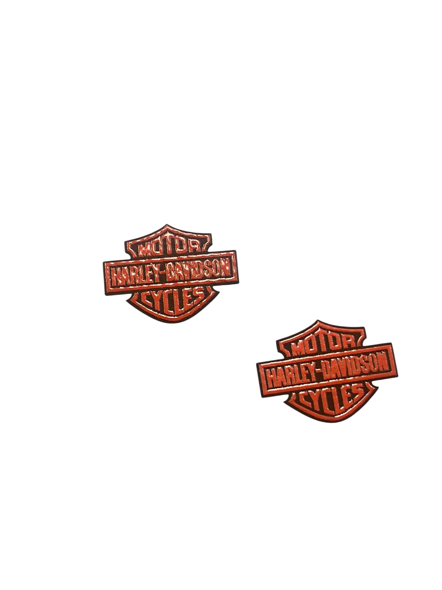 Brown leatherette motorcycle HD 1” set of 2
