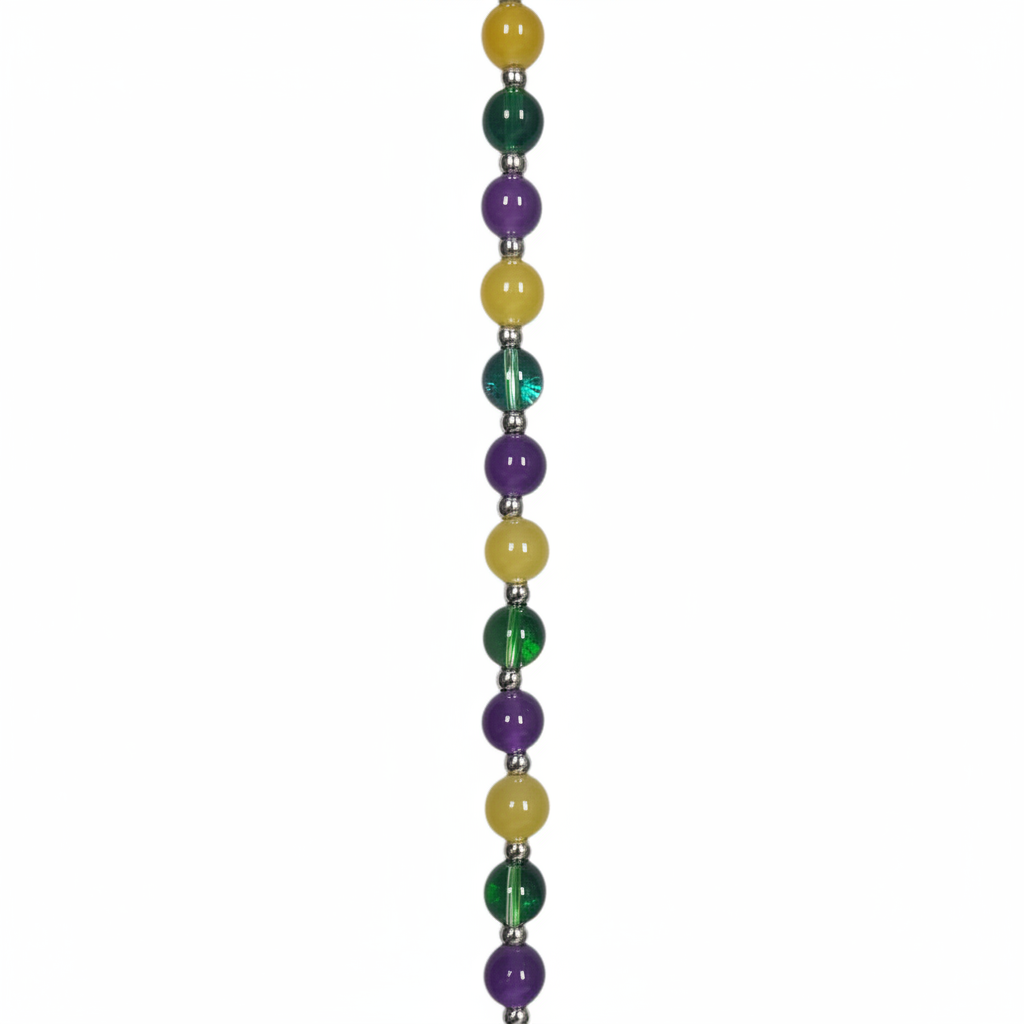 Mardi Gras hat chain beaded center zoomed close-up